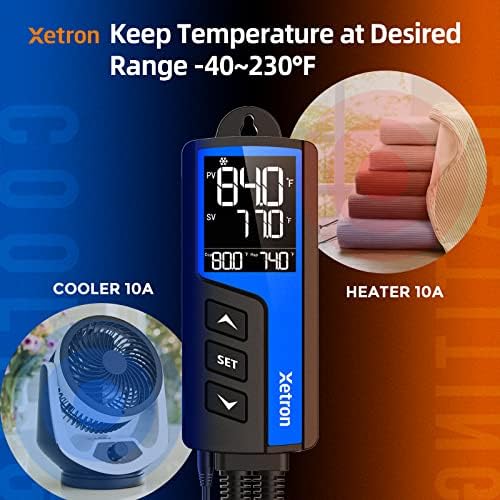 Регулатор на температурата Xetron, Цифров Предварително Жичен Изход 110 10 А, Превключвател охлаждане, Отопление, Включване-Изключване, Термостат, Нагревател Контролер