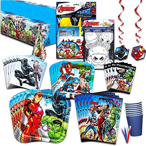 Комплект за партита на Marvel Отмъстителите Ultimate Пакет Set ~ Сувенири за партита супергерои, украса за рожден ден,