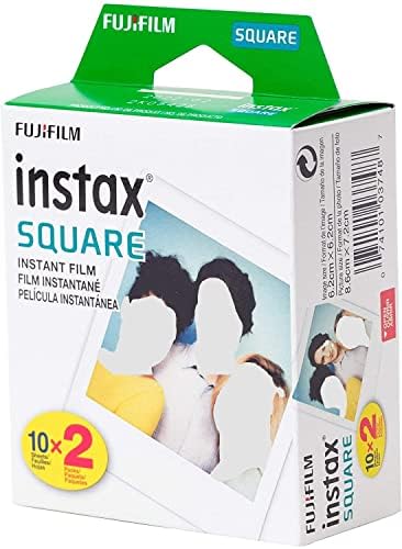 Незабавно филм Fujifilm Instax Square (4 опаковки, 80 листа), 5 пластмасови рамки за плот + 10 цветни скоби на прочетеното