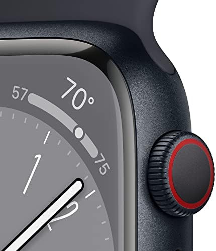 Смарт часовници Apple Watch Серия 8 [GPS + cellular 41 мм] в алуминиев корпус Midnight с каишка Midnight Sport Band - S / M.