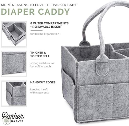 Паркър Baby Diaper Caddy - Кутия за съхранение на бебешки неща и Автомобилен Органайзер за Пелени и бебешки Кърпички