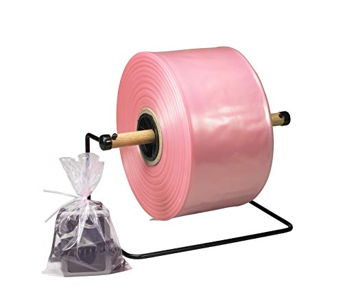 Ролка антистатична пластмасова тръба Aviditi, 4 x 1075, 4 Мил., розово - за найлонови торбички размер за опаковане