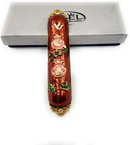 Ayuni Gifts of the World 4 Калъф за Мезузы, декориран Емайл, с Ръчно изработени Рамки от Тези австрийски кристали Червено (35)