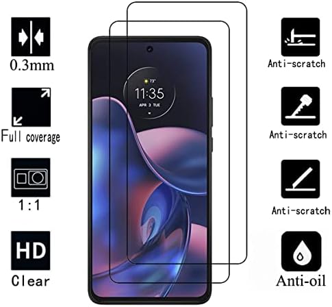 VIESUP за Motorola Edge 2022 Черна Коприна защитно фолио за екрана, [2] Защитен слой от закалено стъкло с пълно покритие за Мото Edge 2022 (6,6 ИНЧА)