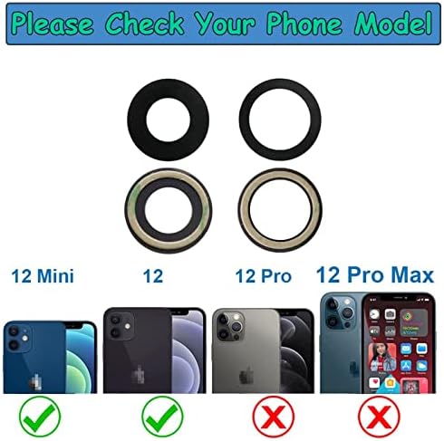 2 бр./компл. Подмяна на стъклен обектив на задната камера Sapphire за iPhone 12 за iPhone 12 Mini с предварително зададена
