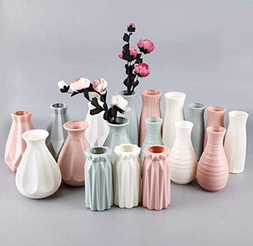 Пластмасов ваза Ceramic Look - Небьющаяся Ваза за цветя (Оригами от морска мида Бял цвят)