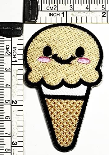 Салфетки плюс 3 бр.. Нашивка под формата на рожка за сладък сладолед с смайликом, сладко, сладолед, мультяшная