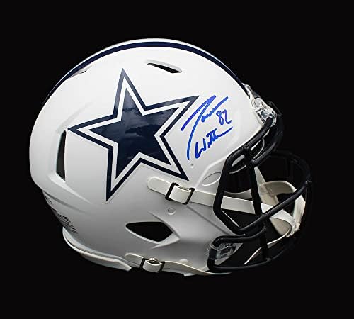 Джейсън Уиттен Подписа на Автентичен Бял Матиран Каска NFL Dallas Cowboys Speed с Автограф от Джейсън Уиттена -
