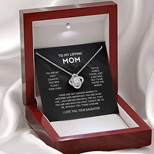 Персонализирана Бижутерия подарък - Колие с възел на любов Майка - Ти си Свят, Подарък за майка, Подарък За Рожден Ден, Подарък