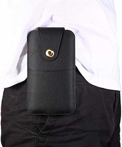 N/A Чанта-кобур с клип за колан, Кожен Ретро калъф за мобилен телефон, Мъжки Преносима поясная чанта (Цвят: черен размер: