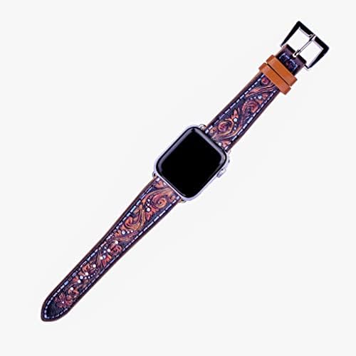 Прекрасен каишка Western за Apple Watch размер 38 мм, 40 мм 41 мм 42 мм 44 мм, 45 мм, серия 8,7,6,5,4,3,2,1 и SE