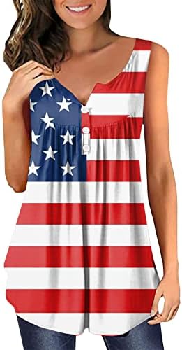 На 4 юли, Туники с Флага на САЩ, Дамски Тениски, Скрывающие Корема, Летни Дневни Празнични Блузи с Къс Ръкав и V-образно деколте