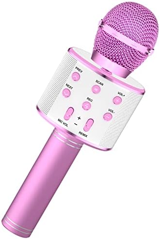 Amazmic Караоке Микрофон за деца, Ръчно Bluetooth и Микрофон за караоке, Подарък за деца, Момчета/Момичета/Възрастни за Рожден