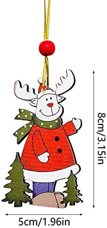 Коледна Серия от Дървени Висулки Коледно Дърво Творчески Рисувани Дървени Декорации за Означения Коледна Украса