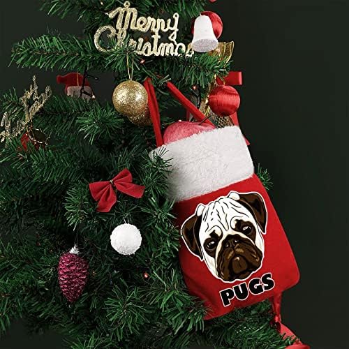 Сладки Коледни Торбички с Мопсами, Скъпа Чанта-Тоут, Джоб За Съхранение на шоколадови Бонбони, Коледна Елха, Висящи