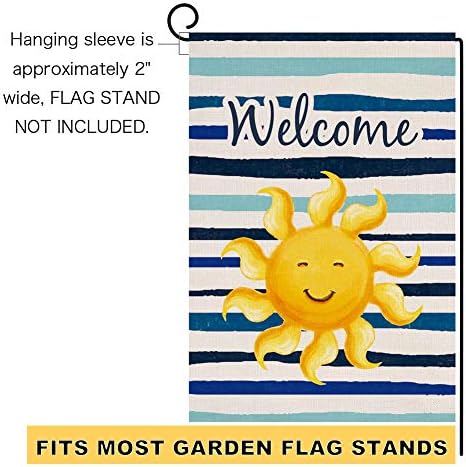 BLKWHT Лятното Слънце Добре Дошли на Градински Флаг Двупосочен 12,5x18 Инча Плажен Слънчева Светлина Открит Декор на Двора