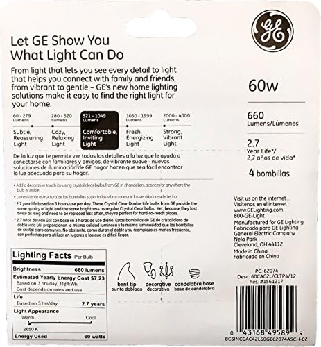Декоративни лампи General Electric Crystal Clear с извити връхчета, срока на експлоатация на 1,4 г., Стойка под Канделябр (8