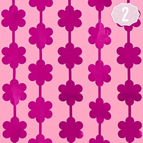 xo, Украса за парти Fetti Ярко Розово Цвете Завеса - Комплект от 2 теми | Бижута за моминско парти Декор за парти