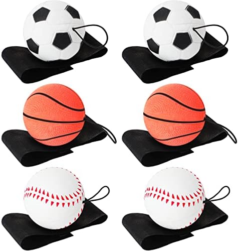 Skylety 6 Бр., топка за връщане на китката, Спортна топка за китката, включва Баскетбол, бейзбол и Футбол