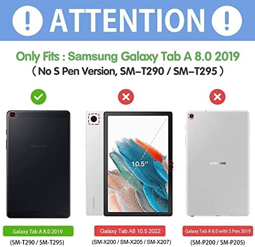 Калъф ProCase Galaxy Tab A 8.0 2019 T290 T295, Мек Тънък калъф-книжка с три гънки и Прозрачна Матирана задния капак от Гъвкави
