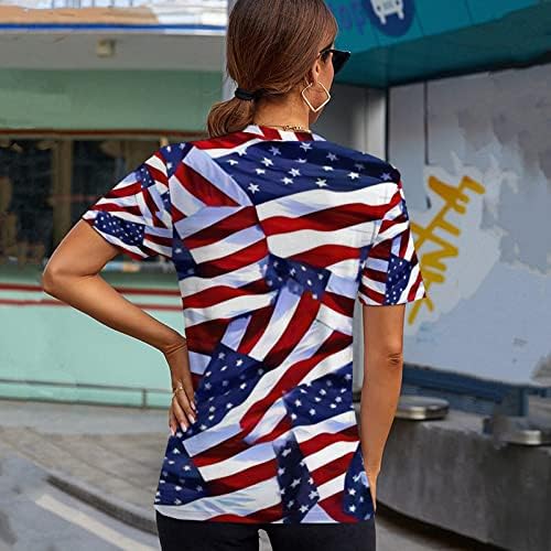Женска тениска с американския флаг на 4 юли, Графични Тениски в Звездната Ивица на САЩ, Летни Ежедневни Патриотични Блузи