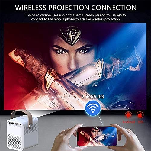 Проектор KXDFDC 1080P, Пълен Мини-Проектор за домашно кино, ET30 4K Viedo в прожектор Преносими led за смартфон (Размер: Android батерия)