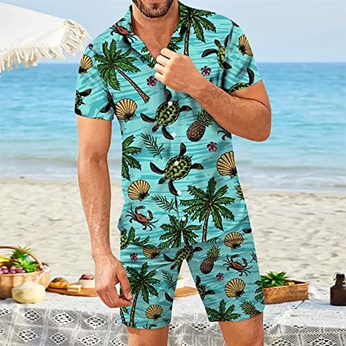 JINFE Всекидневни Спортни дрехи За Мъже, Мъжки Пролетно-Лятна Ежедневни Плажна Риза с копчета и Къс Ръкав, къси Панталони