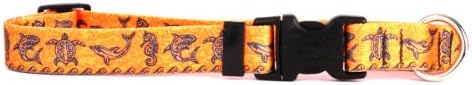 Жълт Нашийник за кучета Tribal Seas с дизайн за кучета, Оранжев цвят със системата на идентификационните етикети с дължина