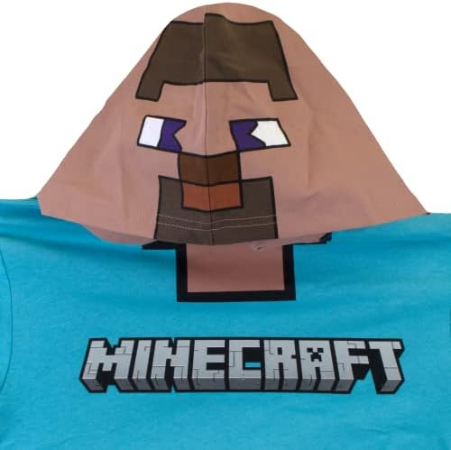 Кратък комплект костюми за момчета Minecraft с Черни Къси ръкави TNT и логото на Mincraft на Зелената тениска с качулка