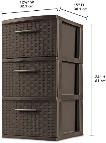 ОЗННЫ 3 Чекмеджето чекмеджето на Плетени кула от пластмаса, Комплект от 2