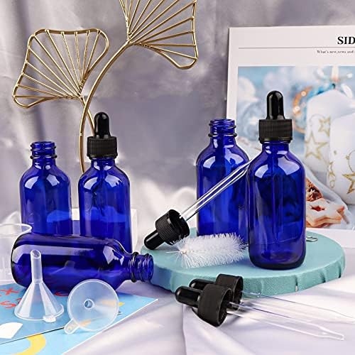 Comrzor 24 опаковки 2 мл кобальтово-сини Стъклени флакони със Стъклени пипетками за Етерични масла, парфюми и лабораторни химикали (в комплект пискюл, фуния, 2 допълните?