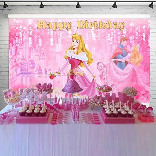 Фон Принцеса Aurora и на Принца, на Фона на Парти в чест на рождения Ден на Спящата Красавица, Блестящ Розов Банер