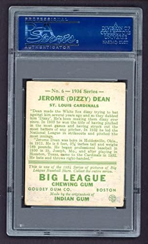 1934 Гуди 6 Дизи Дийн Сейнт Луис Кардиналс (Бейзболна картичка) PSA PSA 3.00 Кардиналс