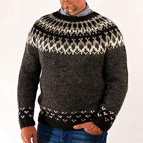 Пуловери За Мъже,Мъжки Пуловер, Пуловер С висока Воротом, Обикновен Пуловер С Тесни Дъното, Пуловер с кръгло деколте