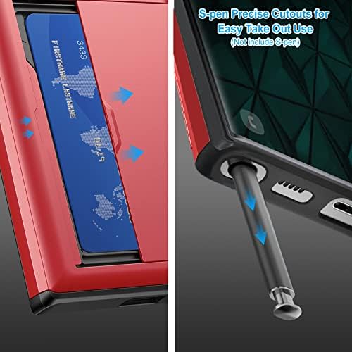 Съвместим с Samsung Galaxy S23 Ultra Case Чантата с притежатели на карти, Разтегателен слот, устойчив на