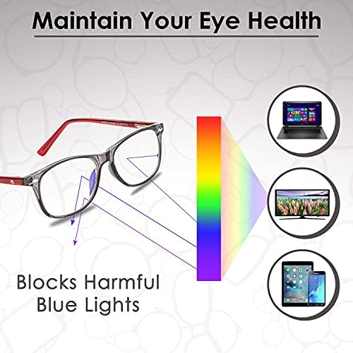 Оптикс 55 Сини Светозащитные очила за момичета и момчета (2 опаковки) | Очила със синя светлина от напрежение в очите, Детски