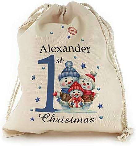 Индивидуална чанта Hairyworm със синьо принтом 1st Christmas Design за малки момчета, Множество, Коледна чанта