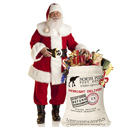 HBlife Персонализирани Чанта на Дядо Коледа Голям Размер 27x39 Инча Подарък чанта за Коледа Памучен Чанта на Дядо Коледа с