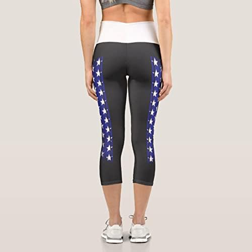 На 4 юли Гамаши за Жени с Висока Талия, Американски Флаг, Тънък Панталон-Молив за Фитнес, Леки Спортни Спортни Панталони