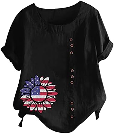 uikmnh Дамска Блуза от коноп в САЩ, Дамски Спортни Летни Блузи с къс ръкав, Тениска на 4 юли, Риза Свободно