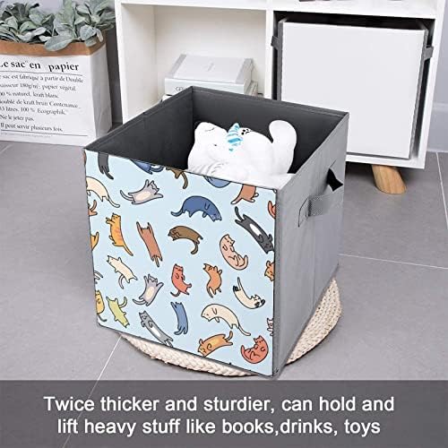 Doodle Эскизные Домашни Котки Сгъваеми Кутии За Съхранение На Кубчета Организатор На Модни Тъканни Кутии