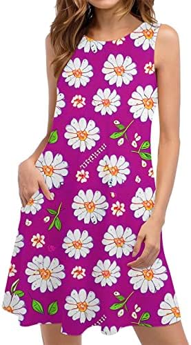 Секси Лятна рокля 2023, една модерна Женствена Рокля-Пуловер с кръгло деколте, Без ръкави и принтом
