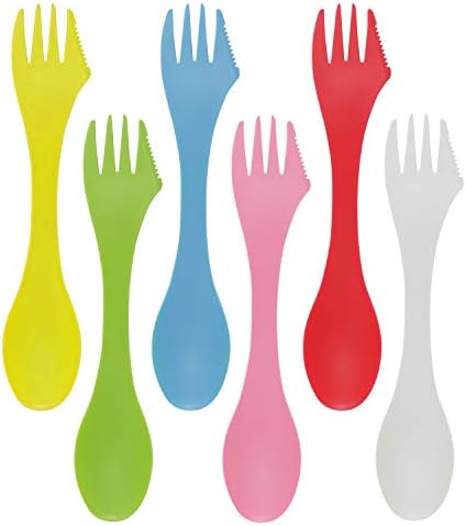 HONBAY 6 БР. Цветни Тритановые Спорки без Бисфенол А, Универсална кухненска Посуда 3 в 1, Лъжица, Вилица и Нож, Комбинирани