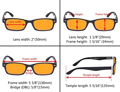 Eyekepper 5 Опаковки Сини Светофильтрных Точки Класически Компютърни Очила Оранжев цвят + 0.00