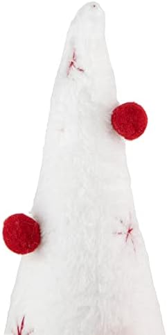 Плюшен Коледна Шишковидная Елха Northlight с Червени pom-помераните, 12 см, Бяла