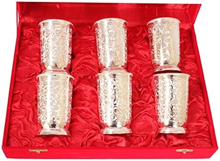 Индийската Художествена Вила Ръчно Изработени Комплект От 6 Посеребренных Дизайнерски Стъклени Чаши Goblet Cup