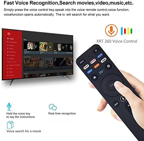 MYHGRC Гласова дистанционно управление XRT260 за Smart TV, Vizio V-series и М-серията с Peacock Netflix PrimeVideo