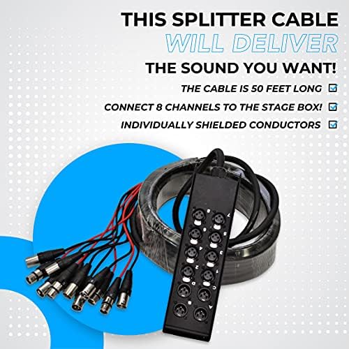 Сеизмични Аудиоколонки 8-Нископрофилен Канален кабел XLR Send Sub Змия, Кабел-сплитер XLR, 50 Метра