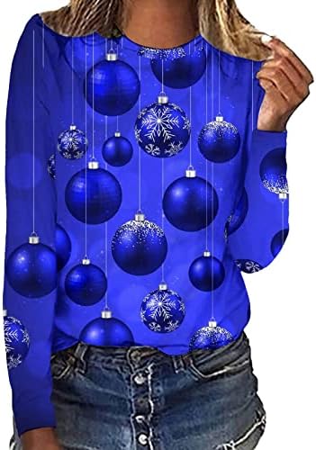 Женска тениска с кръгло деколте и 3D Цифрово изискана празнична Декорация с Принтом, тениски с Дълъг Ръкав, Отгоре,