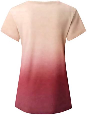 Блуза Свободно Намаляване за Жени, Модни елегантно облечен с Тениска Наклон Цвят, Лятна Ежедневни Тениска С Къс Ръкав и V-образно